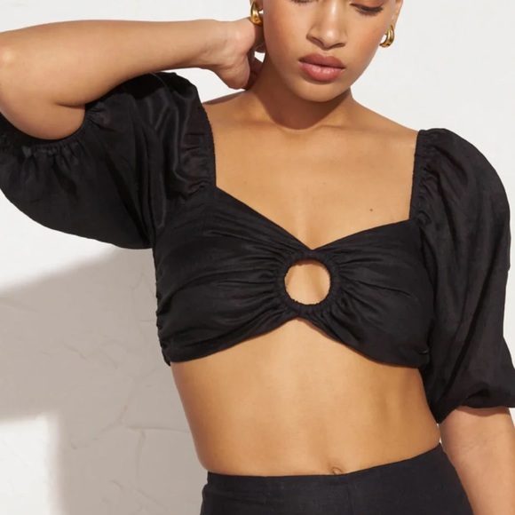 Faithfull the Brand Tops - Faithfull La Marches Linen Crop Top